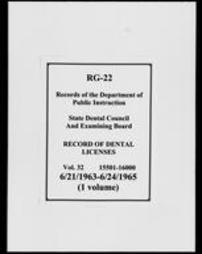 Record of Dental Licenses (Roll 7439, Part 2)