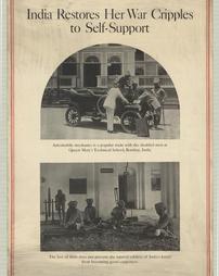 WW 1-Red Cross "India Restores Her War Cripples", additional text on poster, Institute for Crippled and Disabled Men and Institute for the Blind