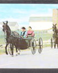 Lancaster County, Scenic Views and Pennsylvania Dutch: Greetings from "The Amish Country," Two Amish Courting Buggies complete with courting couples