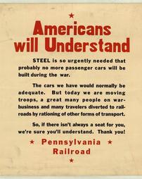WW2-Travel, "Americans Will Understand…Pennsylvania Railroad"