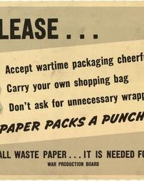 WW2-Conservation, "Please…Paper Packs A Punch! Save All Waste Paper…It Is Needed For War"