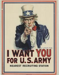 WW 1-Recruiting "I Want You for U.S. Army Nearest Recruiting Station" (Uncle Sam), U.S. Army Recruiting Station