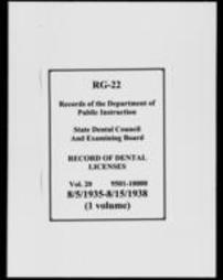 Record of Dental Licenses (Roll 7431, Part 2)