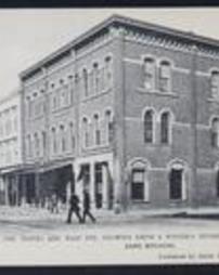 Clinton County, Lock Haven, Pa., Street Views, Corner Vesper and Main Streets, showing Smith and Winter's Storefront and First National Bank
