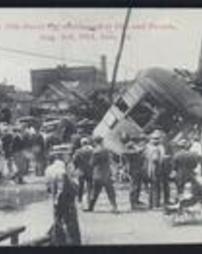 Erie County, Erie City, Flood of 1915: East Twenty Sixth Street Car overturned at Eighteenth and French