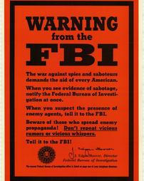 WW2-Careless Talk, "Warning from the FBI"