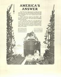 WW 1-Liberty Loan (4th) "America's Answer", additional text on poster, Liberty Loan Committee, Phila.